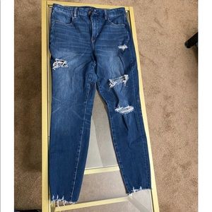 High waisted Blue ripped jeans